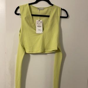 Zara green tie top